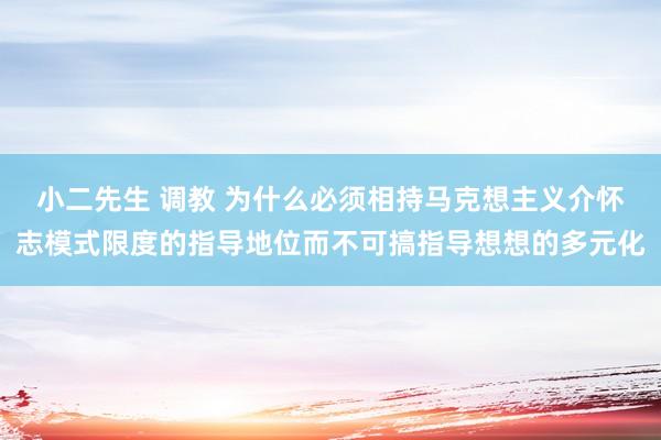 小二先生 调教 为什么必须相持马克想主义介怀志模式限度的指导地位而不可搞指导想想的多元化