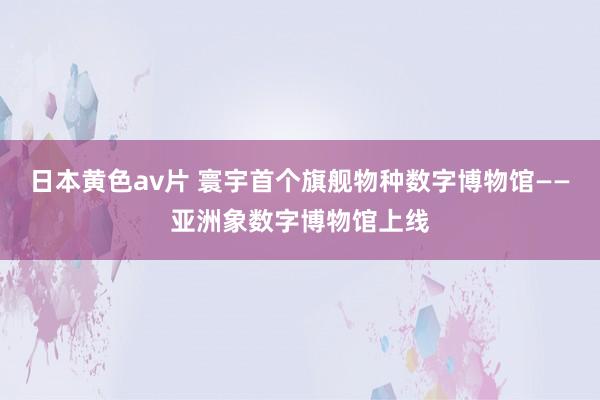 日本黄色av片 寰宇首个旗舰物种数字博物馆——亚洲象数字博物馆上线