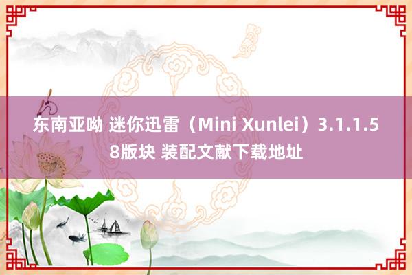 东南亚呦 迷你迅雷（Mini Xunlei）3.1.1.58版块 装配文献下载地址