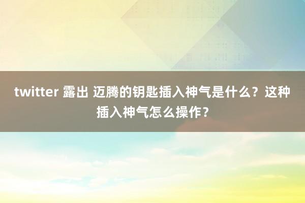 twitter 露出 迈腾的钥匙插入神气是什么？这种插入神气怎么操作？